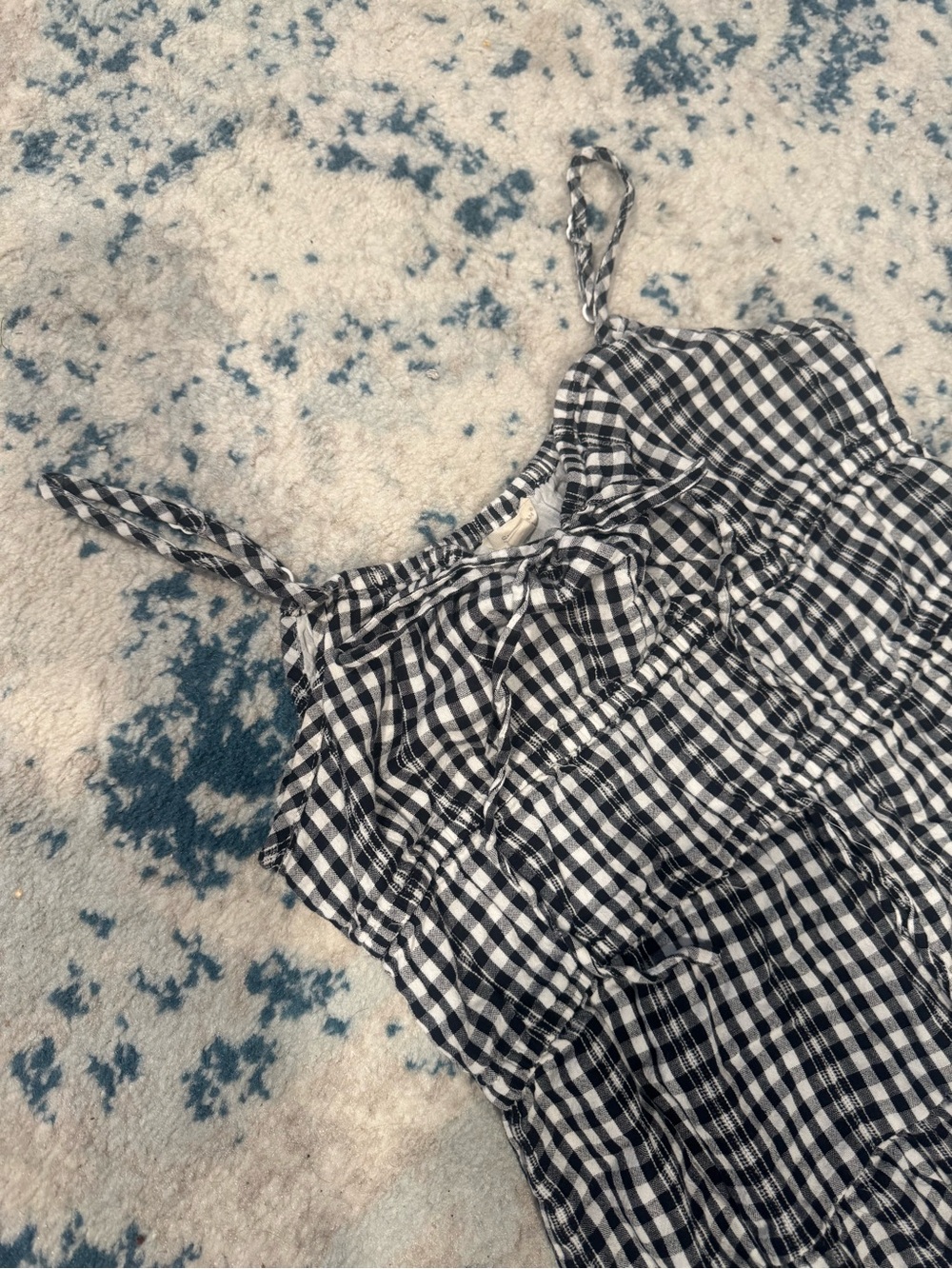 Black & White Gingham Tiered Midi Sundress - Picture 3 of 4
